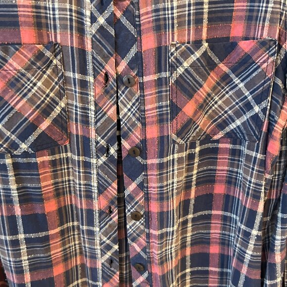 Free People We The Free Paneled Pink & Blue Plaid Shirt Size Medium - Picture 2 of 11